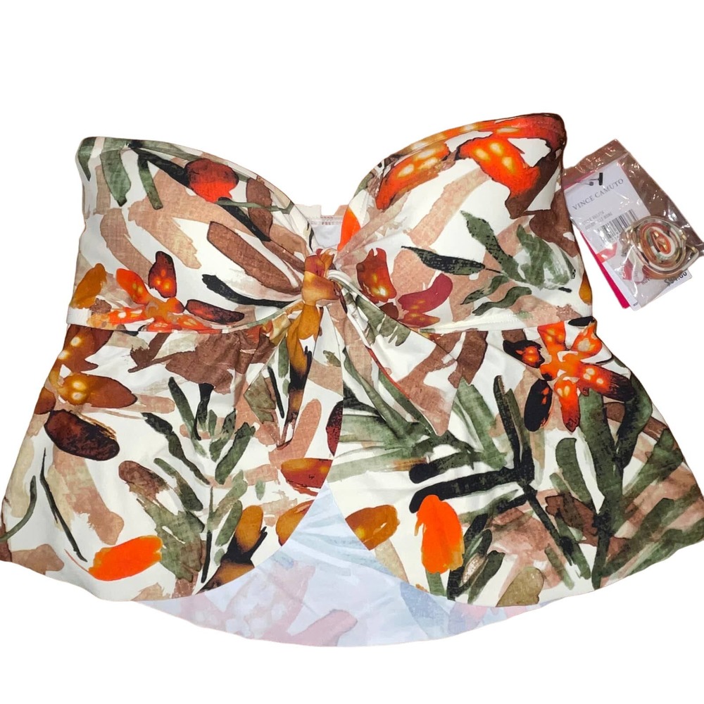 Vince Camuto Women's Seychelles Floral Tie Front Bandini top XS